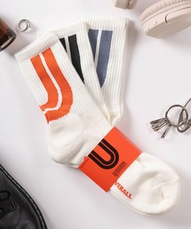 UNIVERSAL OVERALL（ユニバーサルオーバーオール）の「【94】【UNIVERSAL OVERALL/ユニバーサルオーバーオール】3足セット ソックス/ビッグUロゴ/Uロゴワンポイント/ライン＆ロゴ（ソックス/靴下）」