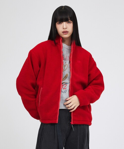 Russell Athletic(ラッセルアスレティック)の「【RUSSELL ATHLETIC/ラッセル アスレチック】シープボアジップジャケット/Sheep Boa Zip JKT/パーカー(ブルゾン・レディース・アイボリー/ブラック/レッド・フリー)」の6枚目の写真