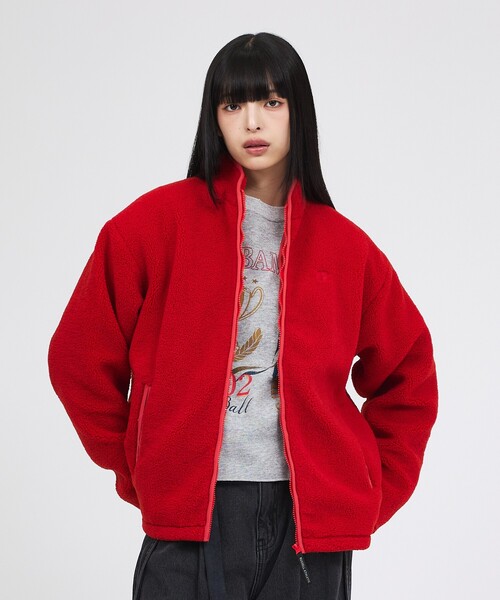 Russell Athletic(ラッセルアスレティック)の「【RUSSELL ATHLETIC/ラッセル アスレチック】シープボアジップジャケット/Sheep Boa Zip JKT/パーカー(ブルゾン・レディース・アイボリー/ブラック/レッド・フリー)」の7枚目の写真