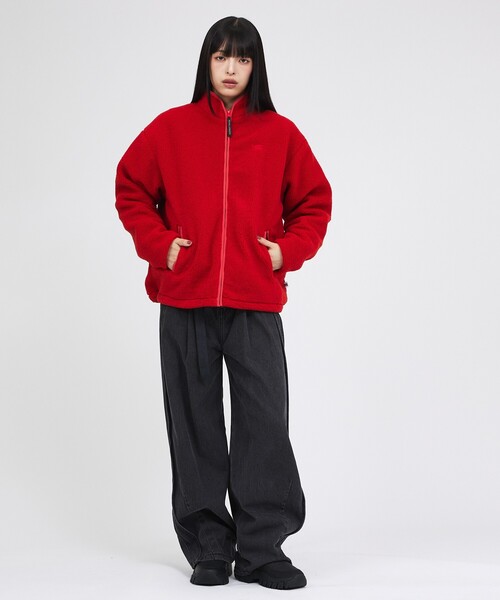 Russell Athletic(ラッセルアスレティック)の「【RUSSELL ATHLETIC/ラッセル アスレチック】シープボアジップジャケット/Sheep Boa Zip JKT/パーカー(ブルゾン・レディース・アイボリー/ブラック/レッド・フリー)」の8枚目の写真