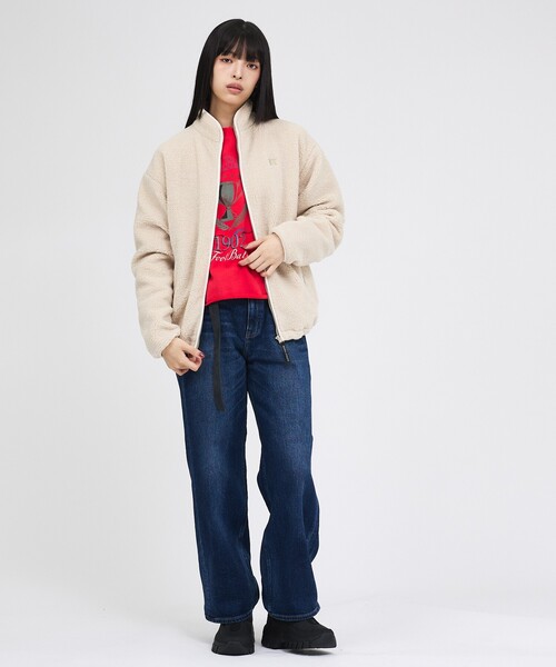 Russell Athletic(ラッセルアスレティック)の「【RUSSELL ATHLETIC/ラッセル アスレチック】シープボアジップジャケット/Sheep Boa Zip JKT/パーカー(ブルゾン・レディース・アイボリー/ブラック/レッド・フリー)」の12枚目の写真