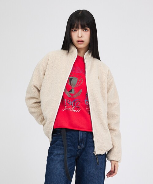 Russell Athletic(ラッセルアスレティック)の「【RUSSELL ATHLETIC/ラッセル アスレチック】シープボアジップジャケット/Sheep Boa Zip JKT/パーカー(ブルゾン・レディース・アイボリー/ブラック/レッド・フリー)」の13枚目の写真