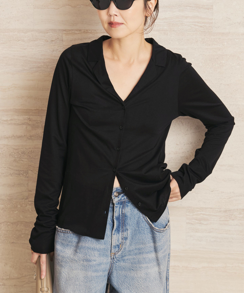 plage（プラージュ）の「Open collar ロンT（Tシャツ/カットソー・レディース・アイボリー/ブラック・FREE）」の9枚目の写真