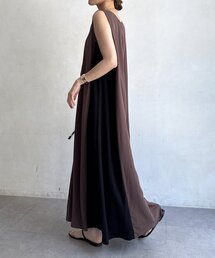 【WEB限定】バイカラータックワンピース