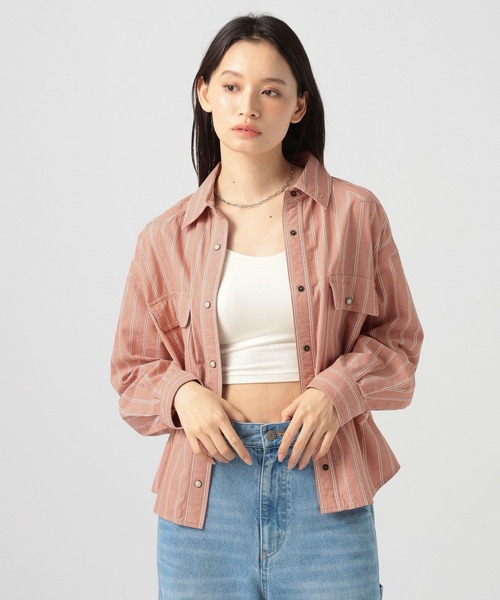 BAYFLOW(ベイフロー)の「コットンボーイフレンドシャツ(シャツ/ブラウス・レディース・カーキ/オレンジ系/オフホワイト/ネイビー系・FREE)」の11枚目の写真