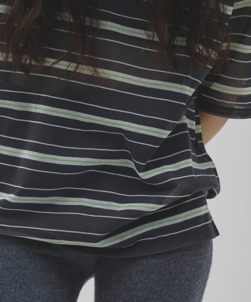 TODAYFUL（トゥデイフル）の「[TODAYFUL/トゥデイフル] シアーボーダーカットソー（Tシャツ/カットソー・レディース・ネイビー/ライトグリーン・F）」の10枚目の写真