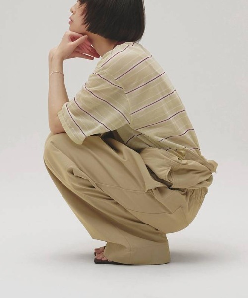 TODAYFUL（トゥデイフル）の「[TODAYFUL/トゥデイフル] シアーボーダーカットソー（Tシャツ/カットソー・レディース・ネイビー/ライトグリーン・F）」の7枚目の写真