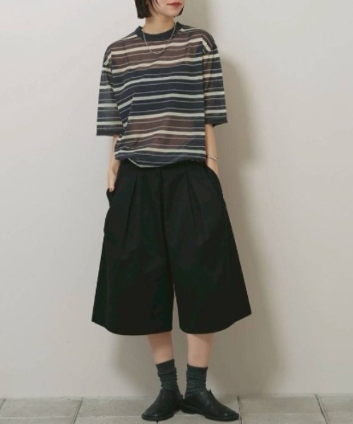 TODAYFUL（トゥデイフル）の「[TODAYFUL/トゥデイフル] シアーボーダーカットソー（Tシャツ/カットソー・レディース・ネイビー/ライトグリーン・F）」の13枚目の写真