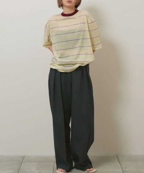 TODAYFUL（トゥデイフル）の「[TODAYFUL/トゥデイフル] シアーボーダーカットソー（Tシャツ/カットソー・レディース・ネイビー/ライトグリーン・F）」の12枚目の写真