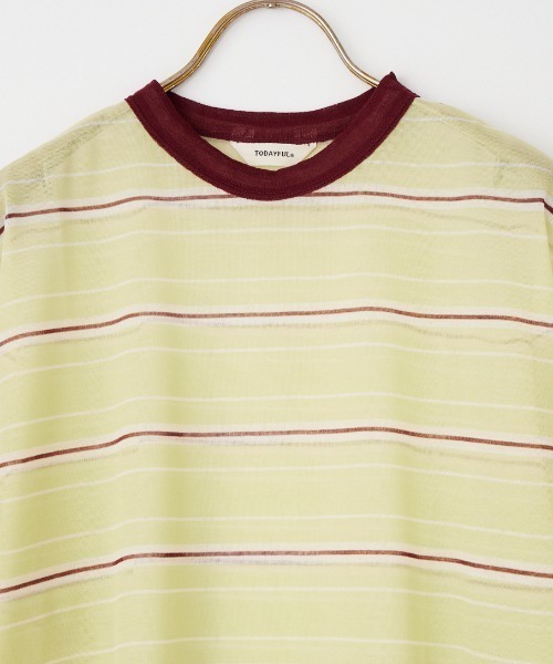 TODAYFUL（トゥデイフル）の「[TODAYFUL/トゥデイフル] シアーボーダーカットソー（Tシャツ/カットソー・レディース・ネイビー/ライトグリーン・F）」の18枚目の写真