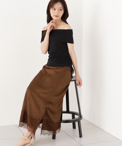 PROPORTION BODY DRESSING(プロポーションボディドレッシング)の「レーストリムナロースカート / 1216220903(スカート・レディース・グリーン/ブラウン・MEDIUM/P/S)」の3枚目の写真