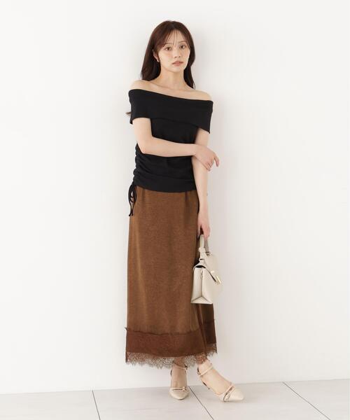 PROPORTION BODY DRESSING(プロポーションボディドレッシング)の「レーストリムナロースカート / 1216220903(スカート・レディース・グリーン/ブラウン・MEDIUM/P/S)」の5枚目の写真