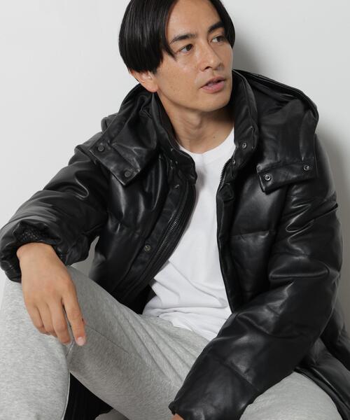NANO universe(ナノユニバース)の「「西川ダウン(R)」ラムレザーG2ダウン(ダウンジャケット/コート・メンズ・ブラック・XL/S/M/L)」の2枚目の写真