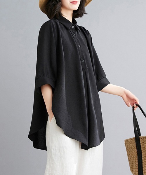 Перед‑задняя разница Hemline Shirt Blouse — блузка с разной длиной переда и спинки