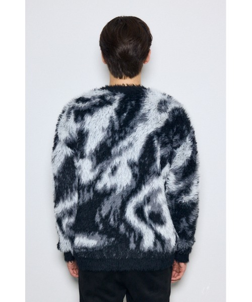 AZUL by moussy（アズールバイマウジー）の「起毛総柄カーディガン 秋服 冬服　シャギー　ニットトップス　ニットカーディガン（カーディガン/ボレロ・メンズ・グリーン系その他2/ブラック系その他/レッド系その他・MEDIUM/LARGE）」の9枚目の写真