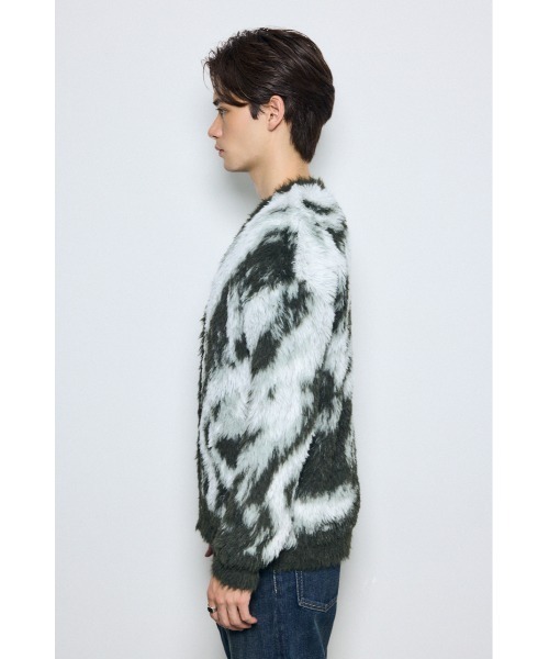 AZUL by moussy（アズールバイマウジー）の「起毛総柄カーディガン 秋服 冬服　シャギー　ニットトップス　ニットカーディガン（カーディガン/ボレロ・メンズ・グリーン系その他2/ブラック系その他/レッド系その他・MEDIUM/LARGE）」の20枚目の写真