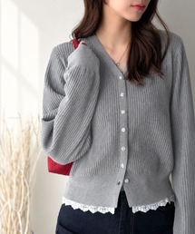 mily bilet（ミウィビレット）の「【mily bilet】裾からのぞくレースに、ときめく。ヘムレースカーディガン（カーディガン/ボレロ）」
