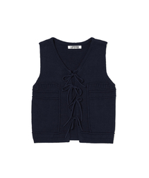 Little Flower Knit Vest Navy