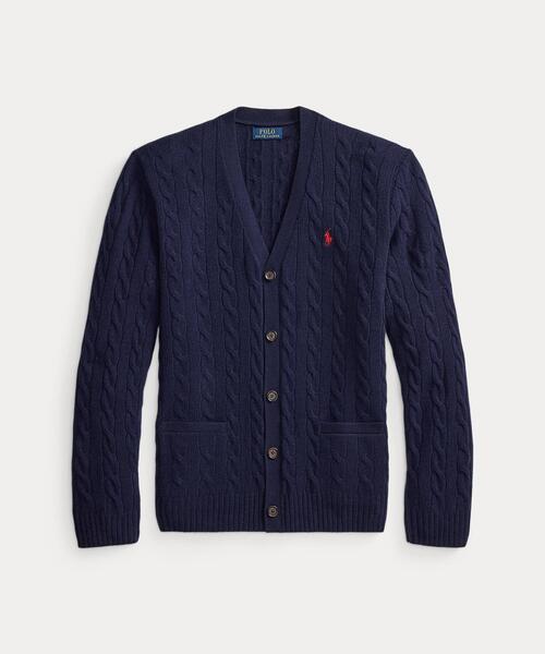 POLO RALPH LAUREN（ポロ ラルフ ローレン）の「ケーブルニット ウールカシミヤ カーディガン（カーディガン/ボレロ・メンズ・ブルー・S/M/L/XL/XS）」の2枚目の写真