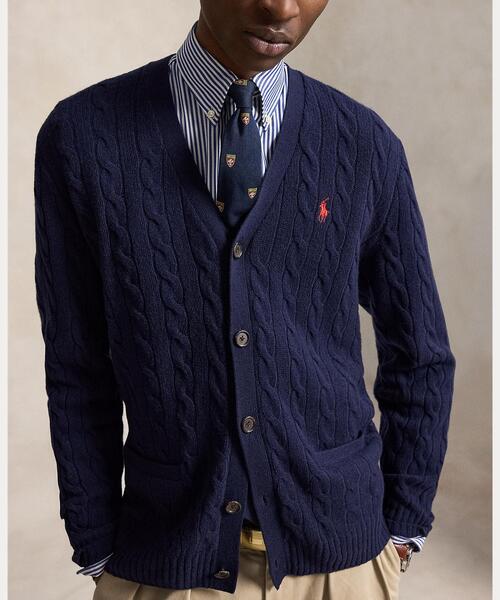 POLO RALPH LAUREN（ポロ ラルフ ローレン）の「ケーブルニット ウールカシミヤ カーディガン（カーディガン/ボレロ・メンズ・ブルー・S/M/L/XL/XS）」の5枚目の写真