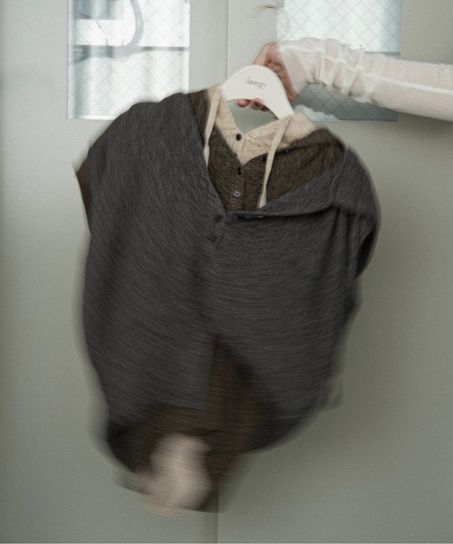 lawgy(ラウジー)の「melange yarn string hood knit vest / メランジヤーンストリングフードニットベスト(ベスト・レディース・ベージュ系/ミックスグレー/ブラウン系・FREE)」の16枚目の写真
