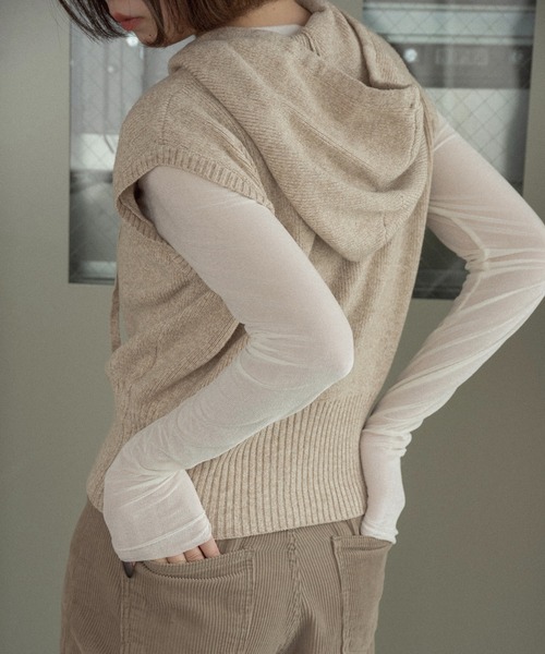 lawgy(ラウジー)の「melange yarn string hood knit vest / メランジヤーンストリングフードニットベスト(ベスト・レディース・ベージュ系/ミックスグレー/ブラウン系・FREE)」の18枚目の写真