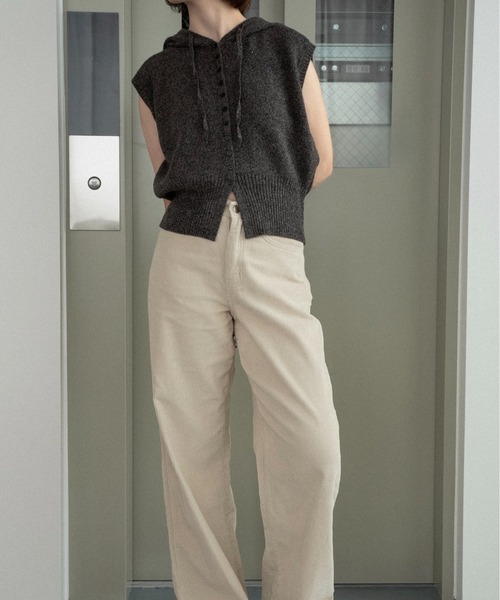 lawgy(ラウジー)の「melange yarn string hood knit vest / メランジヤーンストリングフードニットベスト(ベスト・レディース・ベージュ系/ミックスグレー/ブラウン系・FREE)」の13枚目の写真