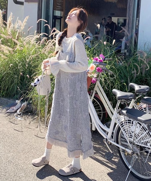 FAVORITO（ファヴォリート）の「デザインノースリーブワンピース（ワンピース・レディース・グレー・F）」の4枚目の写真
