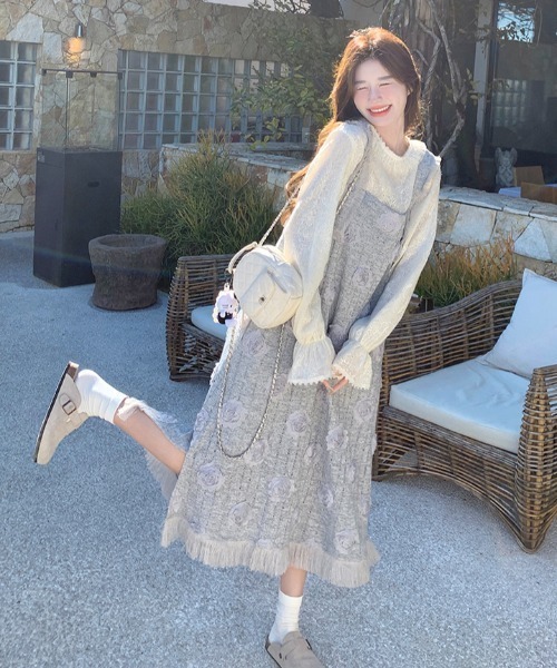 FAVORITO（ファヴォリート）の「デザインノースリーブワンピース（ワンピース・レディース・グレー・F）」の5枚目の写真