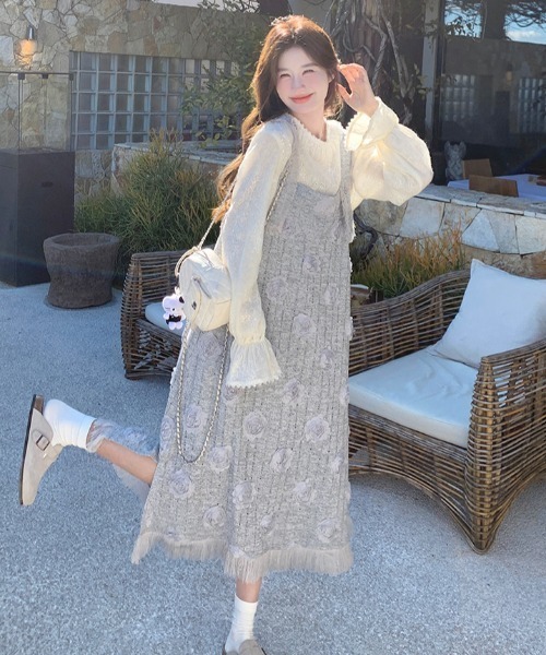 FAVORITO（ファヴォリート）の「デザインノースリーブワンピース（ワンピース・レディース・グレー・F）」の6枚目の写真