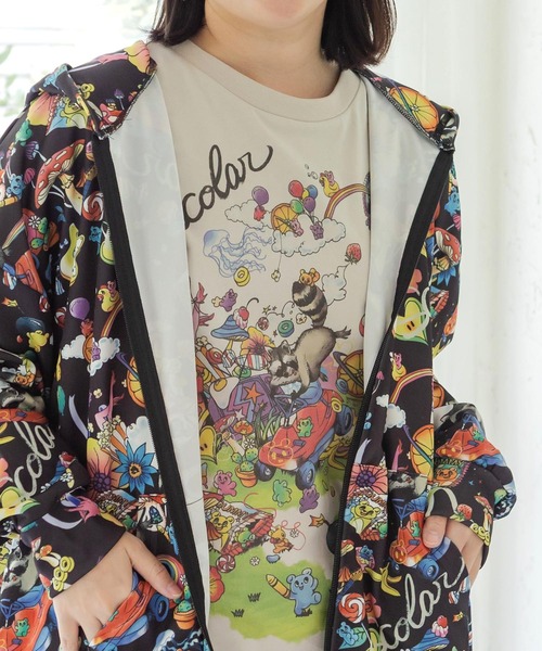 ScoLar(スカラー)の「163658:いたずらグミ柄 ロングスリーブTシャツ(Tシャツ/カットソー・レディース・グレー/ブルー/ブラック・M)」の6枚目の写真