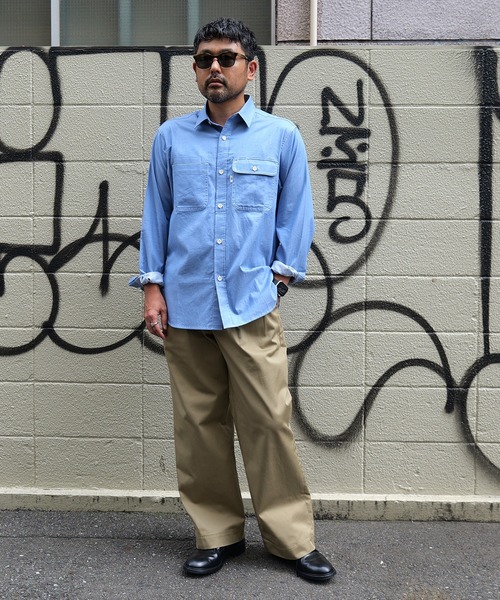 BROOKLYN OVERALL(ブルックリンオーバーオール)の「シャンブレーワークシャツ(シャツ/ブラウス・メンズ・ブルー/オフホワイト・M/S/L)」の15枚目の写真