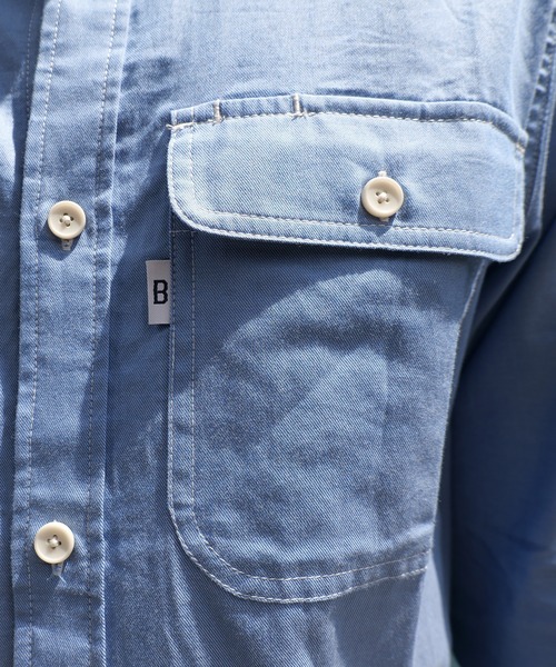 BROOKLYN OVERALL(ブルックリンオーバーオール)の「シャンブレーワークシャツ(シャツ/ブラウス・メンズ・ブルー/オフホワイト・M/S/L)」の17枚目の写真