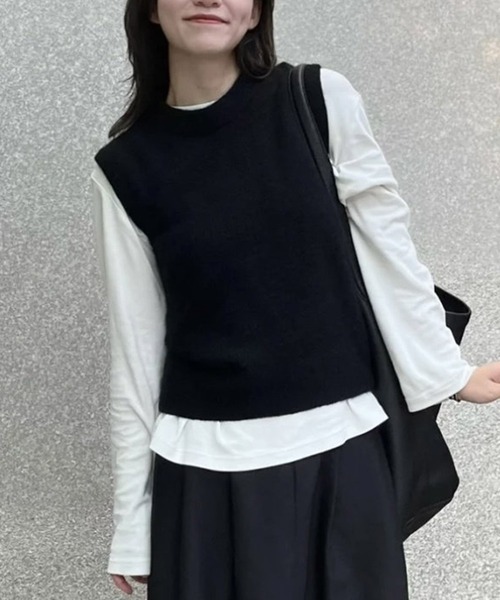 DRESS PLUS(ドレスプラス)の「サイドボタンスリットニットベスト(ベスト・レディース・ベージュ/グレー/ブラック・フリー)」の12枚目の写真
