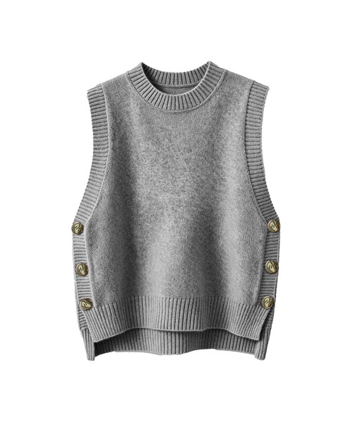 DRESS PLUS(ドレスプラス)の「サイドボタンスリットニットベスト(ベスト・レディース・ベージュ/グレー/ブラック・フリー)」の19枚目の写真