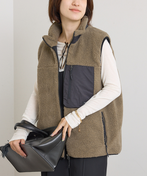 U by SPICK&SPAN（ユーバイスピックアンドスパン）の「TAION / タイオン MOUNTAIN BOA FLEECE HIGH NECK VEST（ブルゾン・レディース・ベージュ/ブラウン・MEDIUM）」の16枚目の写真