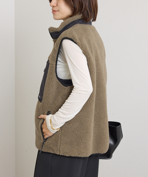 U by SPICK&SPAN（ユーバイスピックアンドスパン）の「TAION / タイオン MOUNTAIN BOA FLEECE HIGH NECK VEST（ブルゾン・レディース・ベージュ/ブラウン・MEDIUM）」の17枚目の写真