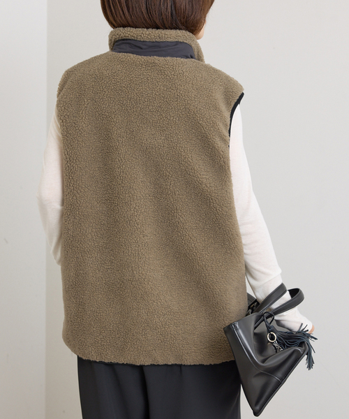 U by SPICK&SPAN（ユーバイスピックアンドスパン）の「TAION / タイオン MOUNTAIN BOA FLEECE HIGH NECK VEST（ブルゾン・レディース・ベージュ/ブラウン・MEDIUM）」の18枚目の写真