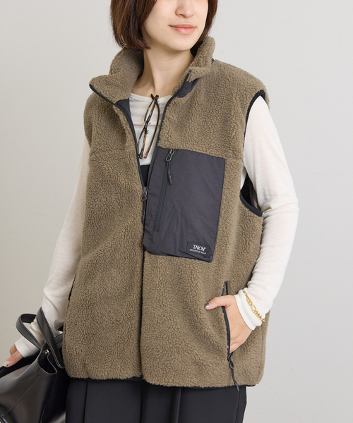 U by SPICK&SPAN（ユーバイスピックアンドスパン）の「TAION / タイオン MOUNTAIN BOA FLEECE HIGH NECK VEST（ブルゾン・レディース・ベージュ/ブラウン・MEDIUM）」の20枚目の写真
