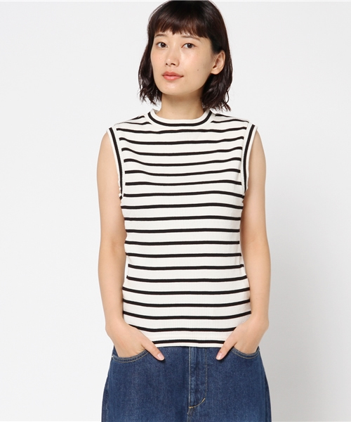 NATURAL BEAUTY BASIC(ナチュラルビューティーベーシック)の「【steady. 8月号掲載】スタンドネックリブプルオーバー(Tシャツ/カットソー・レディース・ホワイト系その他/ブラック/オフホワイト・MEDIUM)」の9枚目の写真