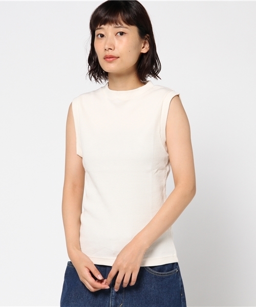 NATURAL BEAUTY BASIC(ナチュラルビューティーベーシック)の「【steady. 8月号掲載】スタンドネックリブプルオーバー(Tシャツ/カットソー・レディース・ホワイト系その他/ブラック/オフホワイト・MEDIUM)」の2枚目の写真
