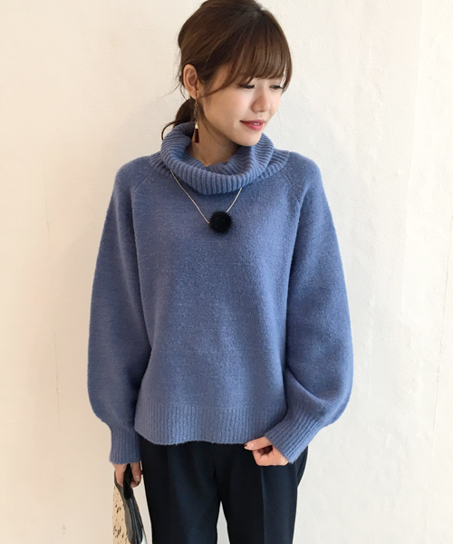 laboratory work（ラボラトリーワーク）の「モヘア混ボリュームタートルプルオーバー（ニット/セーター・レディース・杢グレー/ブルー/ブラック/ピンク・MEDIUM）」の3枚目の写真