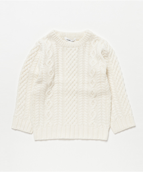 GLOBAL WORK（グローバルワーク）の「【キッズ】アラエル3ゲージケーブルニットプルオーバー/727285（ニット/セーター・キッズ・グレー/ホワイト・SMALL/LARGE/MEDIUM/X-LARGE）」の2枚目の写真