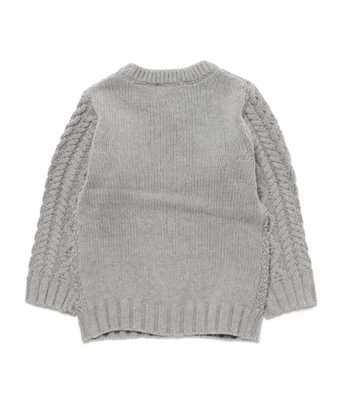 GLOBAL WORK（グローバルワーク）の「【キッズ】アラエル3ゲージケーブルニットプルオーバー/727285（ニット/セーター・キッズ・グレー/ホワイト・SMALL/LARGE/MEDIUM/X-LARGE）」の3枚目の写真