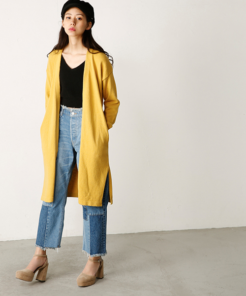 MOUSSY（マウジー）の「LONG KNITTING CD（カーディガン/ボレロ・レディース・ライトベージュ/ライトピンク/ライトイエロー/ライトカーキ・FREE）」の3枚目の写真