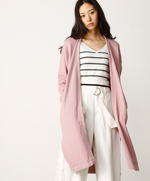 MOUSSY（マウジー）の「LONG KNITTING CD（カーディガン/ボレロ・レディース・ライトベージュ/ライトピンク/ライトイエロー/ライトカーキ・FREE）」の4枚目の写真