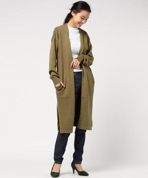 MOUSSY（マウジー）の「LONG KNITTING CD（カーディガン/ボレロ・レディース・ライトベージュ/ライトピンク/ライトイエロー/ライトカーキ・FREE）」の15枚目の写真