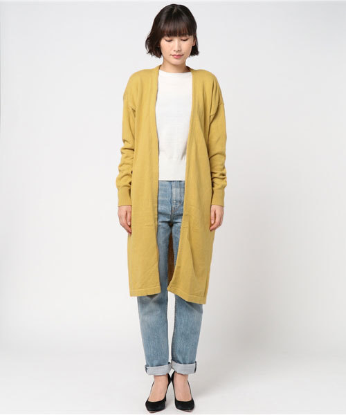 MOUSSY（マウジー）の「LONG KNITTING CD（カーディガン/ボレロ・レディース・ライトベージュ/ライトピンク/ライトイエロー/ライトカーキ・FREE）」の5枚目の写真