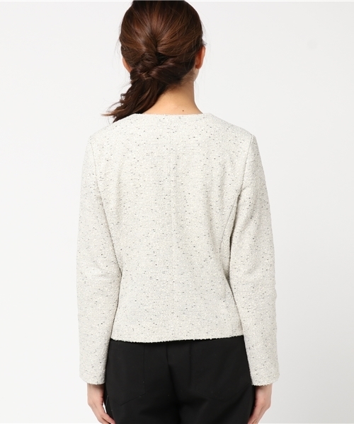 22 OCTOBRE（ヴァンドゥ－オクトーブル）の「インレイツイードジャケット（ノーカラージャケット・レディース・ホワイト/ネイビー・36/40/42/38）」の5枚目の写真