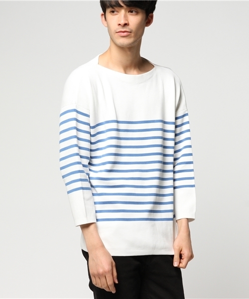 Letroyes(ルトロワ)の「【別注】Letroyes ボーダーボートネックオーバーニット(ニット/セーター・メンズ・ブラック/ネイビー・MEDIUM/LARGE)」の2枚目の写真